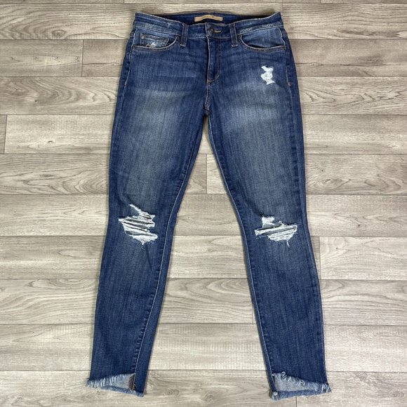 Joe's Jeans Ripped Icon Blondie Step Hem Skinny Jeans Medium Wash sz 28 - Picture 2 of 9